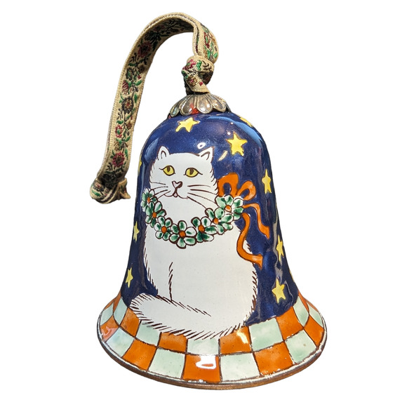 Kelvin Chen Vintage Unsigned White Cat Hand-Painted Miniature Bell - Gift Wrap - Picture 3 of 5